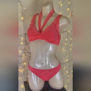 Agent Provocateur Coral Lace Bra and Panty Set
